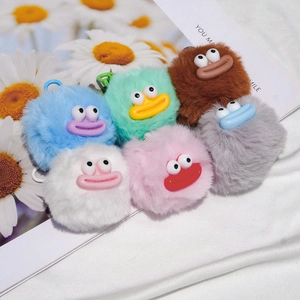 Plush Monster Keychain Ugly Cute Big Eyes Thick Lips Bag Pendant Decorative Accessory For Backpack Handbag Fun Gift