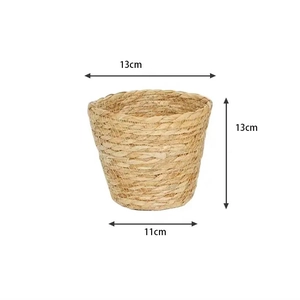 Cesta de paja tejida a mano con textura natural altura 13cm para empaque de regalo