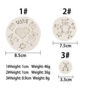 Moules ronds en silicone ours et rose pour résine époxy DIY et décoration de gâteaux