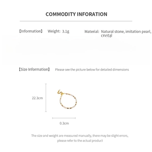 Detailed size specifications for the 18K gold-plated pearl and crystal charm bracelet