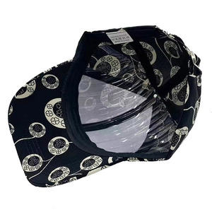 Detail of the internal structure showing 100% polyester label and shape support on baseball cap