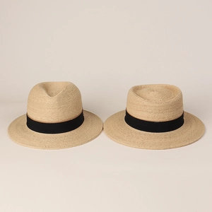 Raffia Straw Sun Hat Breathable Outdoor Summer Fedora Boater Style Beach Travel Protection For Men Women