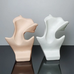 Abstract PVC female mannequin bust display for necklaces and jewelry in white and skin tones