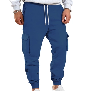 Pantalon de jogging cargo en polaire bleu marine pour homme avec poches latérales
