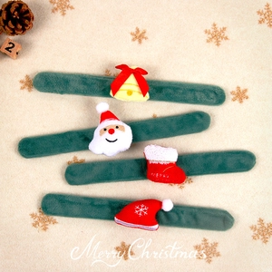 Christmas Slap Bracelets Plush Santa Reindeer Holiday Theme Party Favors For Kids Gift Decoration