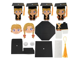DIY graduation candy boxes kit with cap, tassels, and stickers for party favors