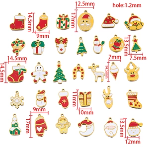 Christmas enamel charms collection in stainless steel for DIY jewelry necklace making