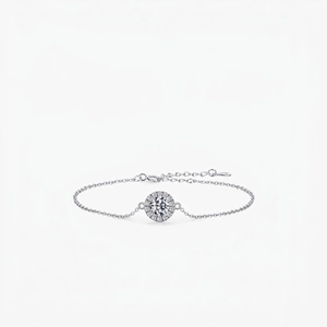 Halo Bracelet Elegant 925 Sterling Silver For Women Round Cubic Zirconia Niche Design Minimalist Adjustable Chain Jewelry