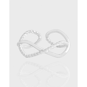 Infinity Ring 925 Sterling Silver Twisted Braided Hollow Adjustable Open Ring Korean Niche Style Jewelry For Women