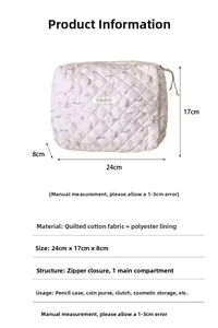 Sac de rangement en coton matelassé 24x17x8cm avec motifs mignons d'ours et de lapins