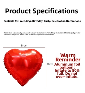Detail of 38cm heart-shaped red aluminum foil balloon for engagement and party decoration