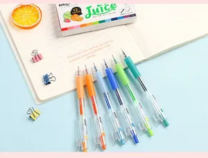 Detail of 0.5mm quick-dry juice gel pens set with colorful soft grips and 12 colors