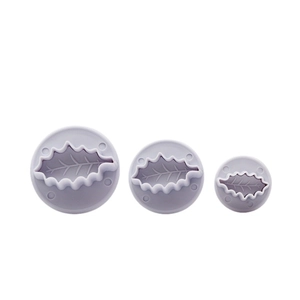 Set di 3 formine viola a foglia di agrifoglio per decorazione torte natalizie fai da te
