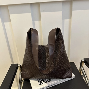 Woven PU Leather Hobo Shoulder Bag Large Capacity Vintage Tote Handbag With Small Pouch For Women Daily Match