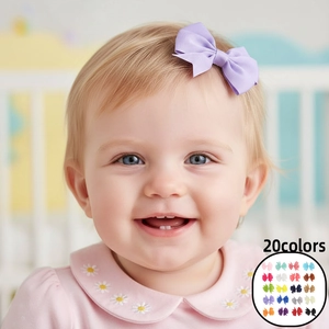 Grosgrain Ribbon Bow Hair Clips For Baby Girls Infants Newborns Solid Color Swallowtail V Shape Hairpins Accessories