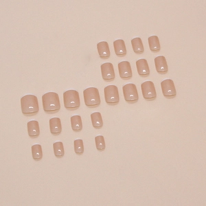 French press-on nails in nude pink and white tips, set of 24 pieces in various sizes