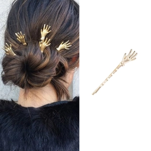 Skeleton Hand Hair Clip Alloy Metal Wave Bobby Pin Punk Gothic Style Side Pin For Women Girls Trendy Hair Accessory