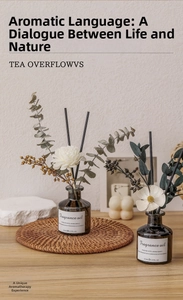 Detailed 150ml brown diffuser bottle with fiber sticks and a decorative white flower