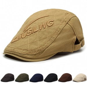 Casquette Plate En Coton Matelassé Vintage Pour Hommes Femmes Boucle Métallique Réglable Avec Broderie Lettre