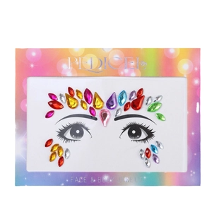 Face and body jewel stickers with colorful teardrop rhinestones in retail packaging