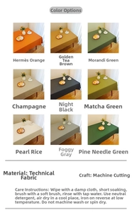 Detail grid showing waterproof faux leather tablecloths in nine elegant solid colors