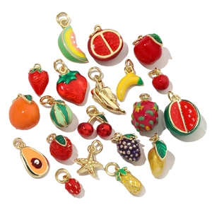 Colorful mixed fruit alloy oil drip charms for DIY necklace and jewelry making