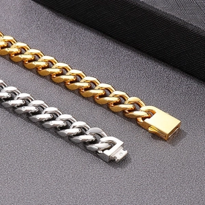 Détails des bracelets gourmette or et argent avec fermoirs à boîte polis et brillants