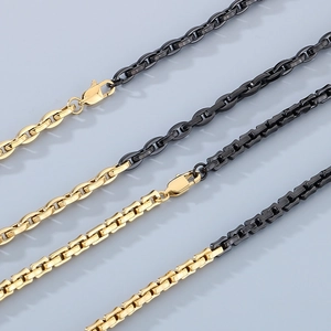 Collier Chaîne En Acier Inoxydable Bicolore Or Et Noir Bijoux Pour Hommes Et Femmes Mode