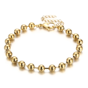 Minimalist stainless steel golden bead chain bracelet with adjustable lobster clasp closure
