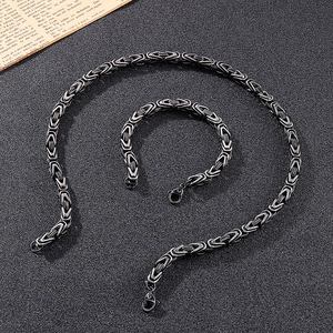 Set collana e bracciale a catena imperiale in acciaio al titanio stile hip hop vintage