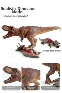 Detail view of T-Rex and Triceratops dinosaur models with detachable body parts