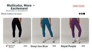 Tres colores de mallas de yoga de cintura alta con bolsillos laterales y tejido transpirable