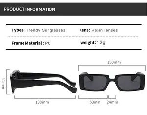 Detailed dimension guide for trendy oversized sunglasses showing frame width and temple length