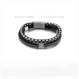 Detailed size chart of multilayer leather bracelet with stainless steel magnetic clasp