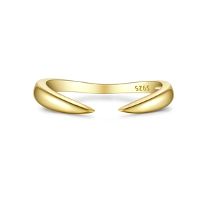 Irregular textured S925 sterling silver open ring in gold finish with minimalist design