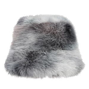 Cappello a secchiello invernale in ecopelliccia tie-dye colorata per calore e moda outdoor