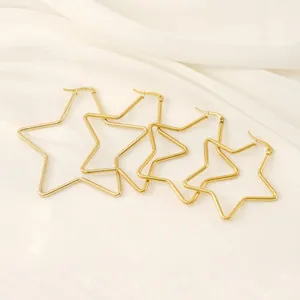 Star Hoop Earrings 18K Gold Plated Stainless Steel Geometric Exaggerated Fashion Minimalist Jewelry For Women