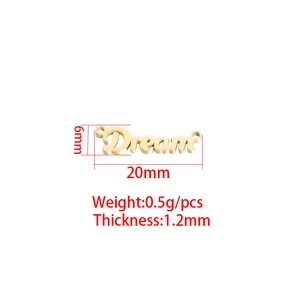 Détail du pendentif Dream doré 20x6mm pour la création de bijoux personnalisés