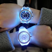 Glow-in-the-dark luminous effect on black and white silicone nurse watches in the dark
