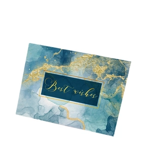 Elegant 3D greeting card with blue and gold marble patterns featuring Best Wishes text