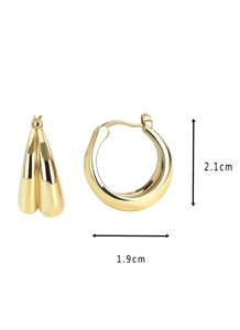 Polished gold-plated teardrop hoop earrings measuring 2.1 cm high and 1.9 cm wide