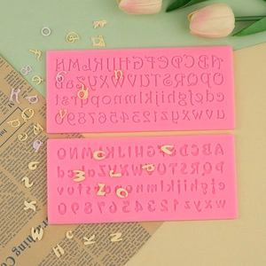 Pink silicone alphabet and number molds for fondant cakes and chocolate decorating