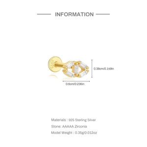 Technical drawing showing 925 sterling silver stud earring dimensions and S925 hallmark