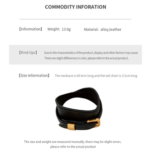 Detailed size specifications for the vintage black leather choker necklace with alloy buckle