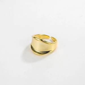 925 Sterling Silver Irregular Wide Band Ring Minimalist Geometric Adjustable Open Finger Jewelry For Women