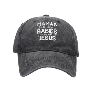Vintage washed charcoal baseball cap with white slogan print on premium cotton canvas