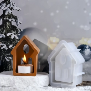 Moule en silicone pour bougeoirs en forme de nichoir avec décor hivernal