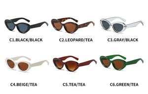 Multi-color selection of small cat-eye sunglasses featuring six trendy frame options