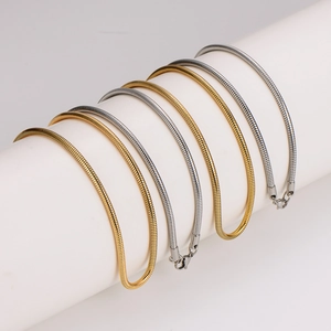 Collier Chaîne Serpent Ronde En Acier Inoxydable 304 Bijoux Minimalistes Polis Unisexe Chaîne À Maillons Tendance