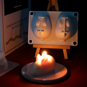 Dual-hole bunny silicone mold for DIY candles and desserts with a cute rabbit finish